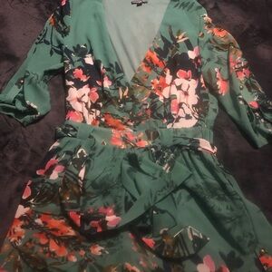 Floral Green Romper